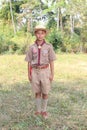Thai boy wears the boyscout uniform.
